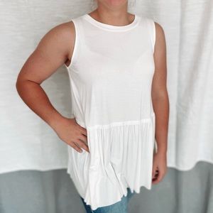 Cream peplum tank top